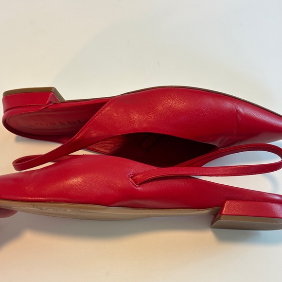 M. Gemi Red Pointed Slingback Leather Flats 7.5 Italy Leather Luxe - Picture 9 of 10